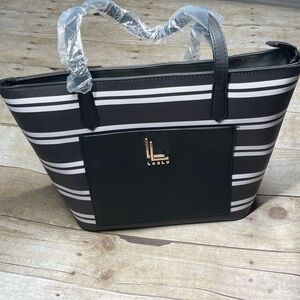 Lou Black and White Striped Women's Bag